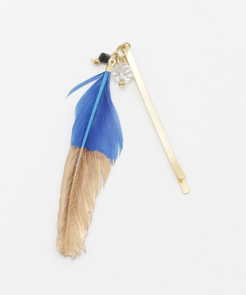 チャイハネ（チャイハネ）の「【チャイハネ】シャイニーカラーフェザーヘアピン（ヘアピン・レディース・パープル/ベージュ/ブラック/ターコイズブルー/ブルー・FREE）」の4枚目の写真