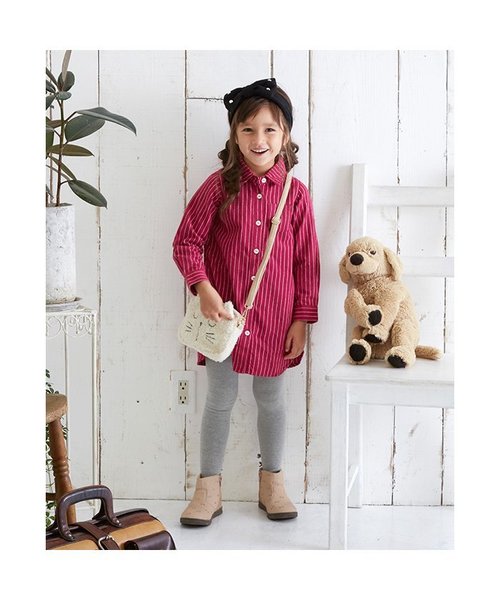 apres les cours（アプレレクール）の「カジュアルシャツワンピース（ワンピース・キッズ・ラベンダー/ネイビー/キナリ・140/100/120/110/130/80/90）」の5枚目の写真