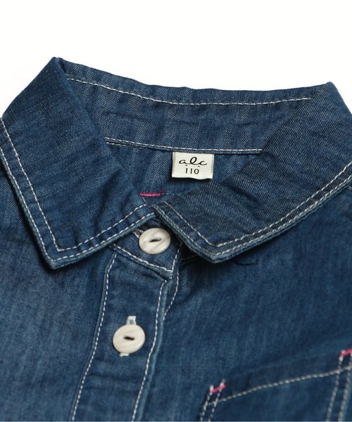 apres les cours（アプレレクール）の「カジュアルシャツワンピース（ワンピース・キッズ・ラベンダー/ネイビー/キナリ・140/100/120/110/130/80/90）」の11枚目の写真