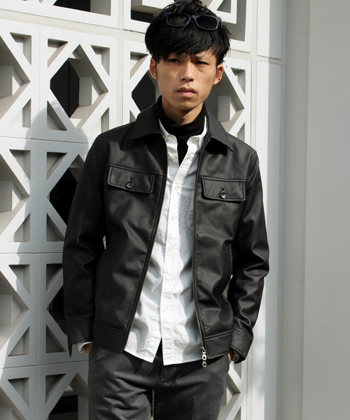 ESSENTIAL GARMENT MEN'S BIGI(エッセンシャルガーメントメンズビギ)の「フェイクレザーライダースジャケット(ライダースジャケット・メンズ・キャメル/ブラック・M/L/S)」の11枚目の写真