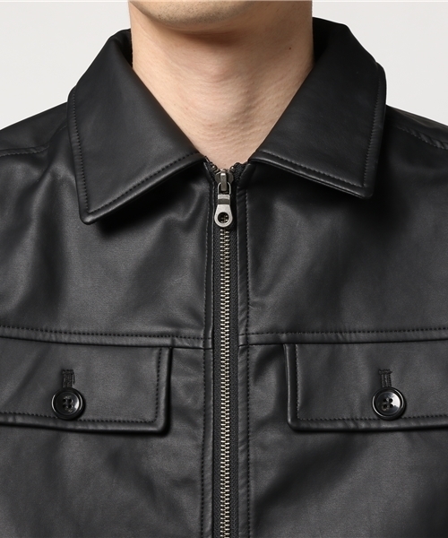 ESSENTIAL GARMENT MEN'S BIGI(エッセンシャルガーメントメンズビギ)の「フェイクレザーライダースジャケット(ライダースジャケット・メンズ・キャメル/ブラック・M/L/S)」の4枚目の写真
