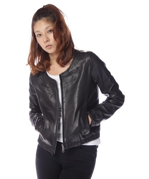 Another Edition(アナザーエディション)の「AE N/C LAMB ZIP BLSN(ブルゾン・レディース・ブラック/ベージュ/ダークブラウン・SMALL/MEDIUM)」の6枚目の写真