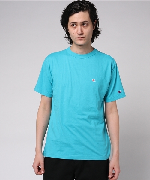 Champion(チャンピオン)の「ワンポイントクルーネックTシャツ(Tシャツ/カットソー・メンズ・ホワイト/レッド/ネイビー/オレンジ/グレー/チャコールグレー/ワイン/ゴールド/ロイヤルブルー/ブラック/カーキ/ターコイズブルー/アーミー・SMALL/X-LARGE/MEDIUM/LARGE)」の1枚目の写真