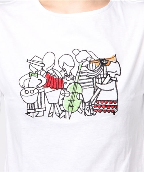 MERLOT(メルロー)の「オーケストラ柄クロップドTシャツ0527(Tシャツ/カットソー・レディース・オフホワイト/グレー・FREE)」の8枚目の写真