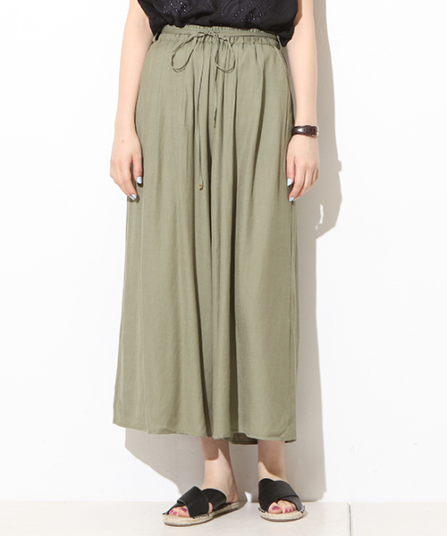 natural couture（ナチュラルクチュール）の「麻調スラブワイド（その他パンツ・レディース・ネイビー/カーキ/キャメル・FREE）」の2枚目の写真