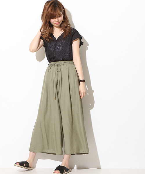 natural couture（ナチュラルクチュール）の「麻調スラブワイド（その他パンツ・レディース・ネイビー/カーキ/キャメル・FREE）」の16枚目の写真