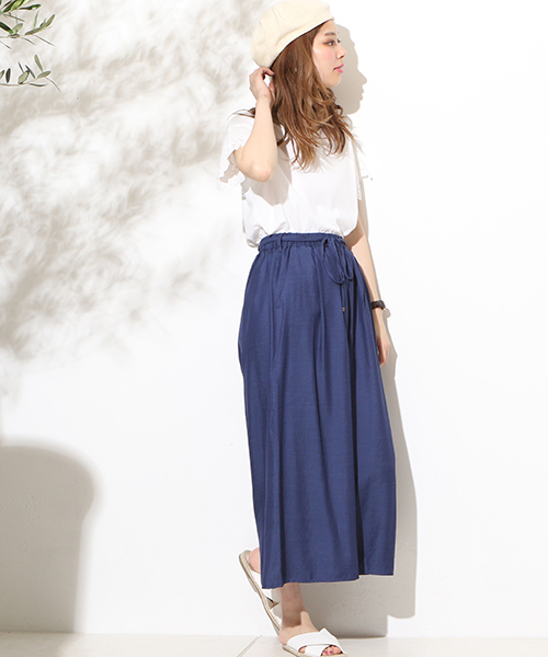 natural couture（ナチュラルクチュール）の「麻調スラブワイド（その他パンツ・レディース・ネイビー/カーキ/キャメル・FREE）」の9枚目の写真