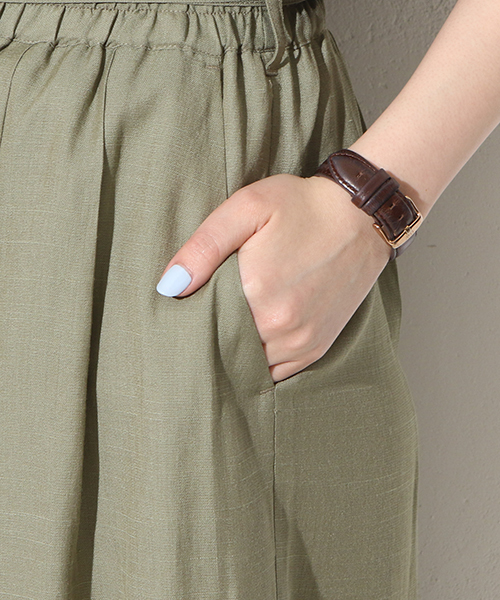 natural couture（ナチュラルクチュール）の「麻調スラブワイド（その他パンツ・レディース・ネイビー/カーキ/キャメル・FREE）」の7枚目の写真