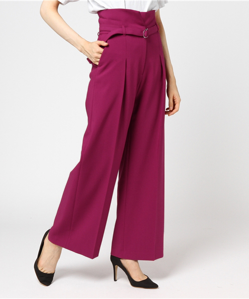 Mila Owen ミラオーウェン の ベルト付ハイウエストワイドパンツ その他パンツ Wear
