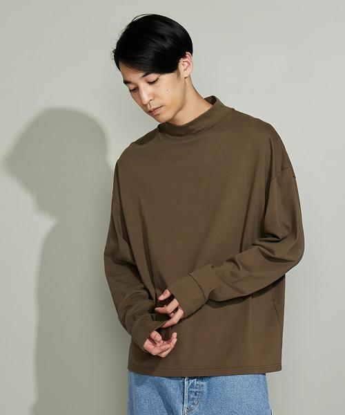 EN ROUTE（アンルート）の「オーバーサイズモックネックプルオーバ◆（Tシャツ/カットソー・メンズ・オフホワイト/オリーブ/ネイビー・2/1/3）」の3枚目の写真