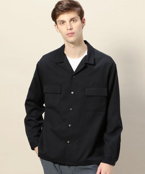 BEAUTY&YOUTH UNITED ARROWS（ビューティーアンドユースユナイテッドアローズ）の「BY ウーステッド ワイドフォルム シャツ ◆（シャツ/ブラウス・メンズ・ネイビー/ダークグリーン/ライトグレー・X-LARGE/LARGE/MEDIUM/SMALL）」の3枚目の写真