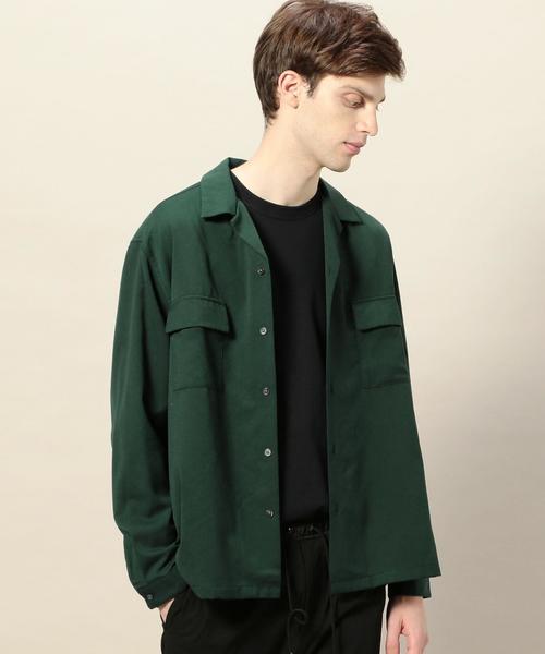 BEAUTY&YOUTH UNITED ARROWS（ビューティーアンドユースユナイテッドアローズ）の「BY ウーステッド ワイドフォルム シャツ ◆（シャツ/ブラウス・メンズ・ネイビー/ダークグリーン/ライトグレー・X-LARGE/LARGE/MEDIUM/SMALL）」の11枚目の写真