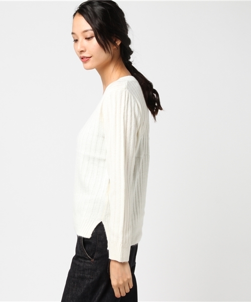 Honeys（ハニーズ）の「【ふわかる】リブ編プルオーバー（ニット/セーター・レディース・アイボリー/ブルー/杢グレー/オレンジ/ピンク/ブラック/マスタード・L/M/S）」の8枚目の写真