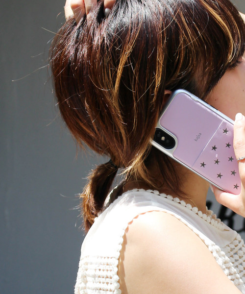 kajsa（カイサ）の「〈Kajsa/カイサ〉Polka Star Pocket Backcase/ポルカスターポケット バックケース（スマホケース/カバー・レディース・スカイブルー/ブラック/ベージュ/ピンク/ゴールド/ダークブルー/パープル/バーガンディー/マジェンタ/シルバー・XS/MAX）」の5枚目の写真