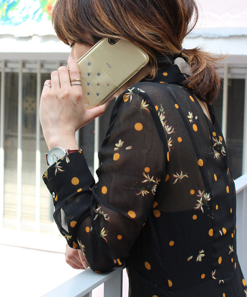 kajsa（カイサ）の「〈Kajsa/カイサ〉Polka Star Pocket Backcase/ポルカスターポケット バックケース（スマホケース/カバー・レディース・スカイブルー/ブラック/ベージュ/ピンク/ゴールド/ダークブルー/パープル/バーガンディー/マジェンタ/シルバー・XS/MAX）」の10枚目の写真