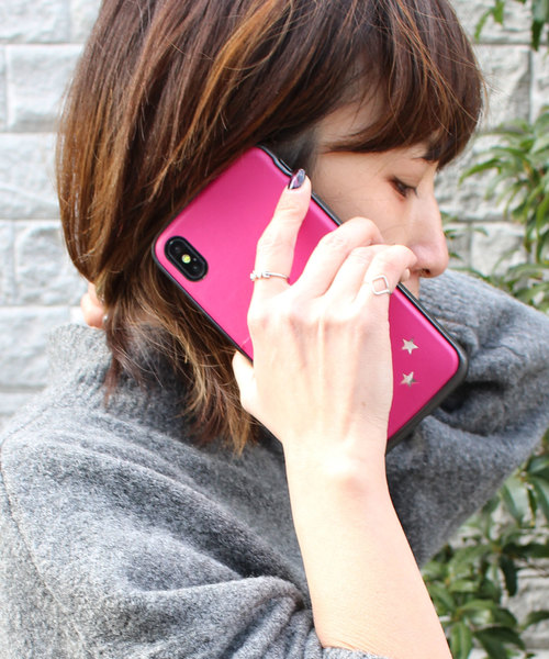 kajsa（カイサ）の「〈Kajsa/カイサ〉Polka Star Pocket Backcase/ポルカスターポケット バックケース（スマホケース/カバー・レディース・スカイブルー/ブラック/ベージュ/ピンク/ゴールド/ダークブルー/パープル/バーガンディー/マジェンタ/シルバー・XS/MAX）」の7枚目の写真