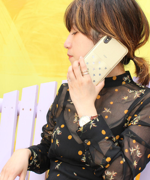 kajsa（カイサ）の「〈Kajsa/カイサ〉Polka Star Pocket Backcase/ポルカスターポケット バックケース（スマホケース/カバー・レディース・スカイブルー/ブラック/ベージュ/ピンク/ゴールド/ダークブルー/パープル/バーガンディー/マジェンタ/シルバー・XS/MAX）」の19枚目の写真