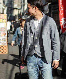 Sanca | Sanca/INDIGO LINEN CANVAS PEAKED JACKET(テーラードジャケット)
