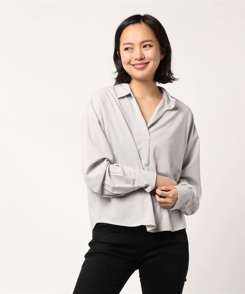 KOBE LETTUCE（コウベレタス）の「お手入れ簡単♪オトナの高見え「Tブラウス」♪[スキッパー/バルーン/フレアスリーブ]選べる3typeブラウス/レディーストップス[C3128]神戸レタス（シャツ/ブラウス・レディース・ホワイト系その他/ベージュ系その他/ピンク系その他/レッド系その他/パープル系その他/グリーン系その他/グレー系その他/イエロー系その他/ブルー系その他/ブラック系その他/ホワイト系その他2/ベージュ系その他2/ピンク系その他2/レッド系その他2/パープル系その他2/グリーン系その他2/グレー系その他2/イエロー系その他2/ブルー系その他2/ブラック系その他2/ホワイト系その他3/ベージュ系その他3/ピンク系その他3/レッド系その他3/パープル系その他3/グリーン系その他3/グレー系その他3/イエロー系その他3/ブルー系その他3/ブラック系その他3・FREE）」の8枚目の写真