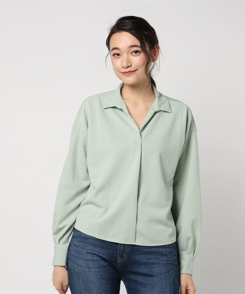 KOBE LETTUCE（コウベレタス）の「お手入れ簡単♪オトナの高見え「Tブラウス」♪[スキッパー/バルーン/フレアスリーブ]選べる3typeブラウス/レディーストップス[C3128]神戸レタス（シャツ/ブラウス・レディース・ホワイト系その他/ベージュ系その他/ピンク系その他/レッド系その他/パープル系その他/グリーン系その他/グレー系その他/イエロー系その他/ブルー系その他/ブラック系その他/ホワイト系その他2/ベージュ系その他2/ピンク系その他2/レッド系その他2/パープル系その他2/グリーン系その他2/グレー系その他2/イエロー系その他2/ブルー系その他2/ブラック系その他2/ホワイト系その他3/ベージュ系その他3/ピンク系その他3/レッド系その他3/パープル系その他3/グリーン系その他3/グレー系その他3/イエロー系その他3/ブルー系その他3/ブラック系その他3・FREE）」の14枚目の写真