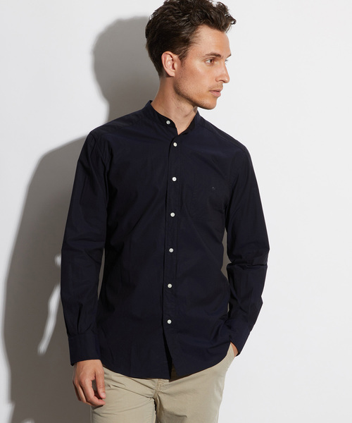 Cricket(クリケット)の「「Cricket」クリケットオリジナル タイプライター生地 スタンドカラーシャツ 日本製(シャツ/ブラウス・メンズ・ホワイト/ネイビー・X-LARGE/MEDIUM/LARGE)」の2枚目の写真