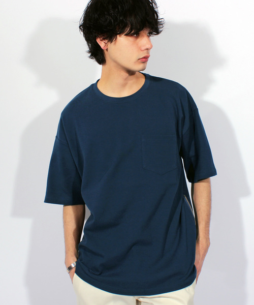 ８(eight)（エイト）の「無地 半袖Tシャツ ビッグTシャツ ビッグシルエット（Tシャツ/カットソー・メンズ・ネイビー/ホワイト/グレー/ブラック・MEDIUM/LARGE）」の4枚目の写真