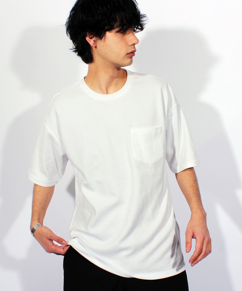 ８(eight)（エイト）の「無地 半袖Tシャツ ビッグTシャツ ビッグシルエット（Tシャツ/カットソー・メンズ・ネイビー/ホワイト/グレー/ブラック・MEDIUM/LARGE）」の2枚目の写真