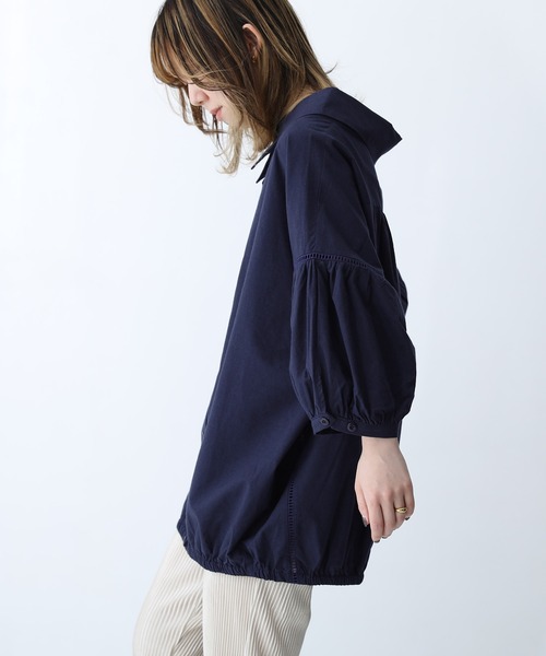 osharewalker（オシャレウォーカー）の「『ふんわりパフスリーブブラウス』（シャツ/ブラウス・レディース・ホワイト/ネイビー/サックスブルー・FREE）」の2枚目の写真