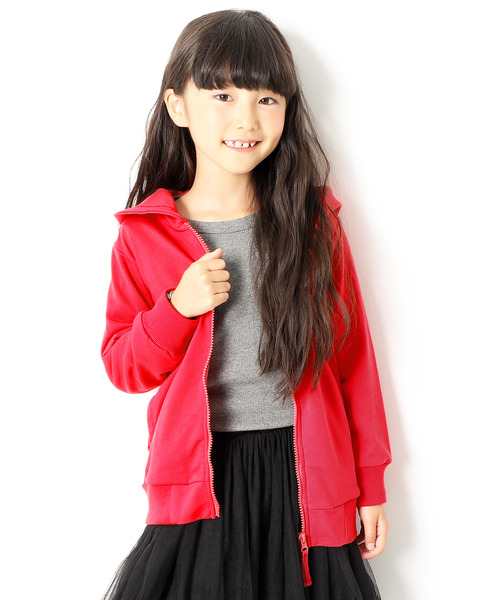 devirock(デビロック)の「長袖ベーシックジップアップパーカー ジップパーカー(パーカー・キッズ・ブラック/ネイビー/レッド/カーキ/ピンク/ターコイズブルー/ヘザーチャコール/杢グレー/ブルー/ブルー系その他/グリーン系その他/ライトパープル/スモークピンク/イエロー/キャメル/ピンク系その他/モカ・80cm/90cm/110cm/100cm/120cm/130cm/140cm/150cm/160cm)」の1枚目の写真