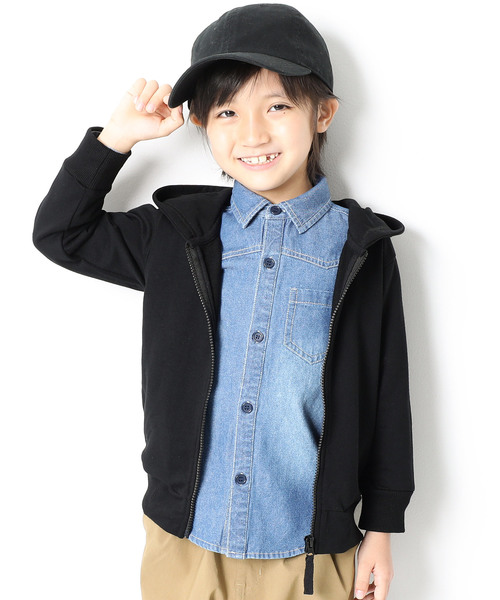 devirock(デビロック)の「長袖ベーシックジップアップパーカー ジップパーカー(パーカー・キッズ・ブラック/ネイビー/レッド/カーキ/ピンク/ターコイズブルー/ヘザーチャコール/杢グレー/ブルー/ブルー系その他/グリーン系その他/ライトパープル/スモークピンク/イエロー/キャメル/ピンク系その他/モカ・80cm/90cm/110cm/100cm/120cm/130cm/140cm/150cm/160cm)」の2枚目の写真