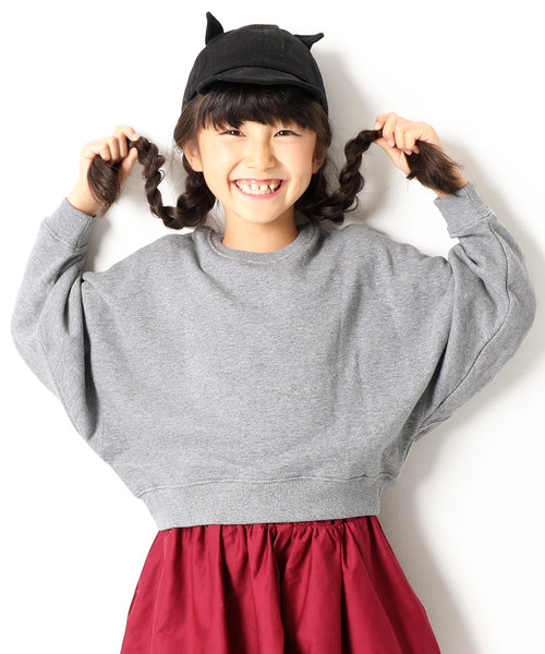 devirock(デビロック)の「ワイドショート丈スウェット長袖トレーナー(スウェット・キッズ・モカ/杢グレー/パープル系その他/スミクロ/ダークグリーン・120cm/140cm/150cm/100cm/160cm/110cm/130cm)」の3枚目の写真