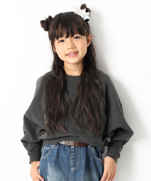 devirock(デビロック)の「ワイドショート丈スウェット長袖トレーナー(スウェット・キッズ・モカ/杢グレー/パープル系その他/スミクロ/ダークグリーン・120cm/140cm/150cm/100cm/160cm/110cm/130cm)」の2枚目の写真