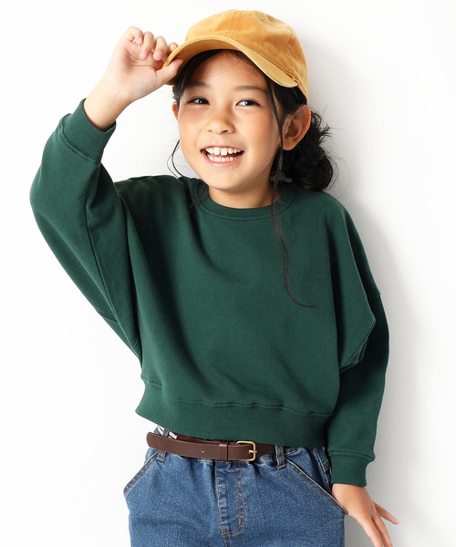 devirock(デビロック)の「ワイドショート丈スウェット長袖トレーナー(スウェット・キッズ・モカ/杢グレー/パープル系その他/スミクロ/ダークグリーン・120cm/140cm/150cm/100cm/160cm/110cm/130cm)」の1枚目の写真