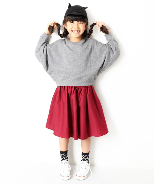 devirock(デビロック)の「ワイドショート丈スウェット長袖トレーナー(スウェット・キッズ・モカ/杢グレー/パープル系その他/スミクロ/ダークグリーン・120cm/140cm/150cm/100cm/160cm/110cm/130cm)」の7枚目の写真