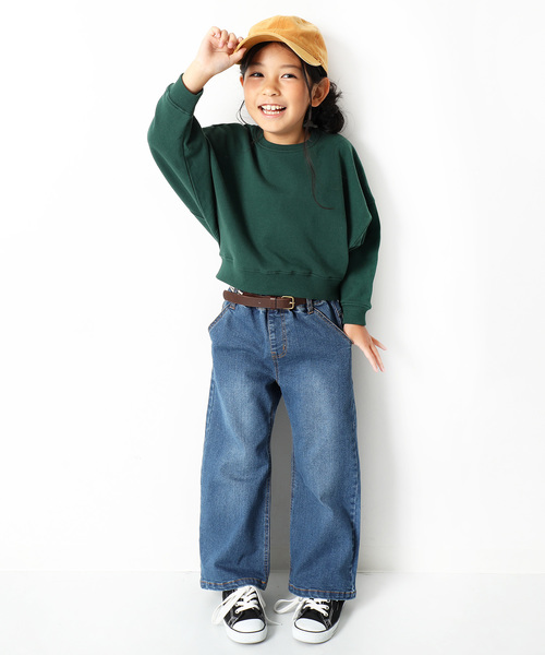 devirock(デビロック)の「ワイドショート丈スウェット長袖トレーナー(スウェット・キッズ・モカ/杢グレー/パープル系その他/スミクロ/ダークグリーン・120cm/140cm/150cm/100cm/160cm/110cm/130cm)」の9枚目の写真