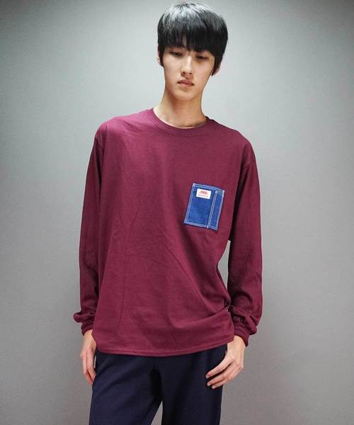 ROUND HOUSE（ラウンドハウス）の「【ROUND HOUSE】 ロゴパッチデニムポケットロングスリーブTシャツ（Tシャツ/カットソー・メンズ・ワイン/パープル/ホワイト/ブラック/ネイビー/オリーブ/オレンジ/グレー・L/XL/S/M）」の7枚目の写真