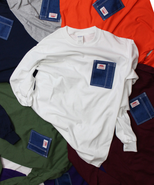 ROUND HOUSE（ラウンドハウス）の「【ROUND HOUSE】 ロゴパッチデニムポケットロングスリーブTシャツ（Tシャツ/カットソー・メンズ・ワイン/パープル/ホワイト/ブラック/ネイビー/オリーブ/オレンジ/グレー・L/XL/S/M）」の9枚目の写真