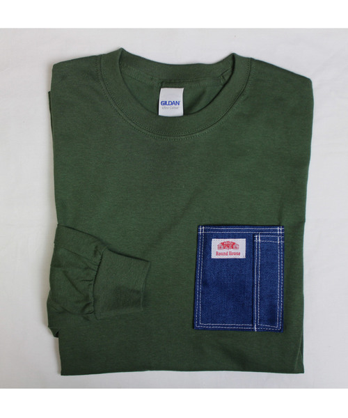 ROUND HOUSE（ラウンドハウス）の「【ROUND HOUSE】 ロゴパッチデニムポケットロングスリーブTシャツ（Tシャツ/カットソー・メンズ・ワイン/パープル/ホワイト/ブラック/ネイビー/オリーブ/オレンジ/グレー・L/XL/S/M）」の13枚目の写真