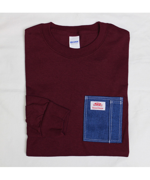 ROUND HOUSE（ラウンドハウス）の「【ROUND HOUSE】 ロゴパッチデニムポケットロングスリーブTシャツ（Tシャツ/カットソー・メンズ・ワイン/パープル/ホワイト/ブラック/ネイビー/オリーブ/オレンジ/グレー・L/XL/S/M）」の16枚目の写真