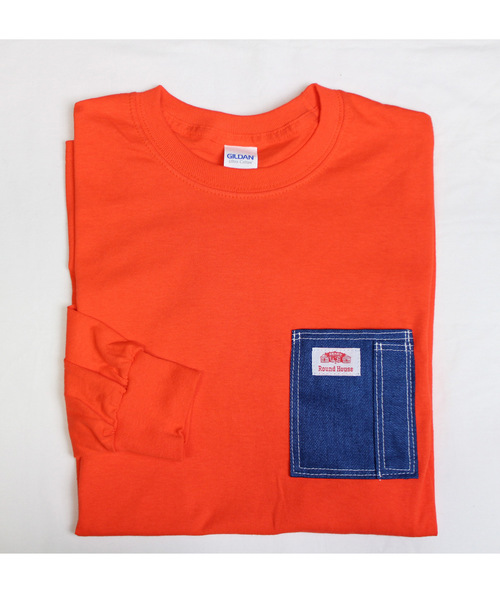 ROUND HOUSE（ラウンドハウス）の「【ROUND HOUSE】 ロゴパッチデニムポケットロングスリーブTシャツ（Tシャツ/カットソー・メンズ・ワイン/パープル/ホワイト/ブラック/ネイビー/オリーブ/オレンジ/グレー・L/XL/S/M）」の17枚目の写真
