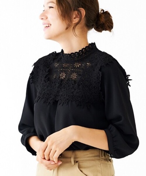 akiki flower blouse フラワーブラウス 30%OFF】flower collar blouse～ﾌﾗﾜｰｶﾗｰﾌﾞﾗｳｽ | flower
