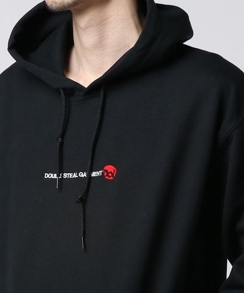 DOUBLE STEAL（ダブルスティール）の「Simple Stick DOU embroidery 裏起毛プルパーカー（パーカー・メンズ・ブラック/ベージュ/トップグレー/ライトグリーン・MEDIUM/LARGE/X-LARGE）」の2枚目の写真