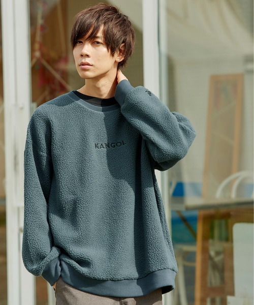 KANGOL（カンゴール）の「MONO-MART×KANGOL カンゴール ビッグシルエット ボア  クルーネックスウェット（スウェット・メンズ・ブラック/ベージュ/ネイビー/オフホワイト/パープル系その他/ブラック系その他/アイボリー/オリーブ/ブラウン/ライトグレー/グリーン系その他/ベージュ系その他/グレイッシュベージュ/ダークブラウン/ホワイト系その他/グレイッシュブルー/ブラウン系その他/グレー・FREE）」の7枚目の写真