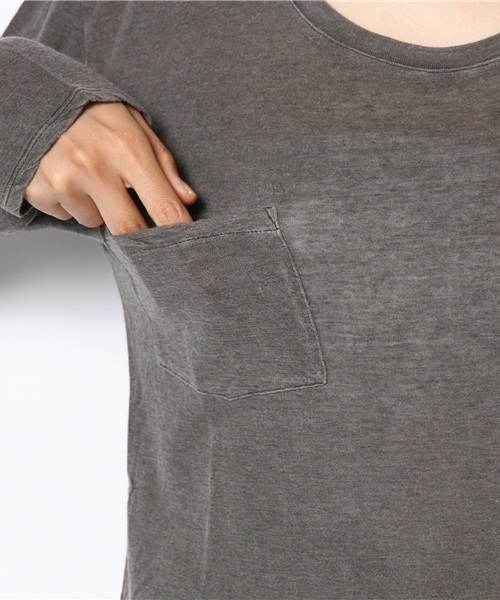 goa（ゴア）の「ポケット付ベーシックロンT（Tシャツ/カットソー・レディース・アイボリー/ブラック/ベージュ/カーキ/オレンジ・FREE）」の11枚目の写真