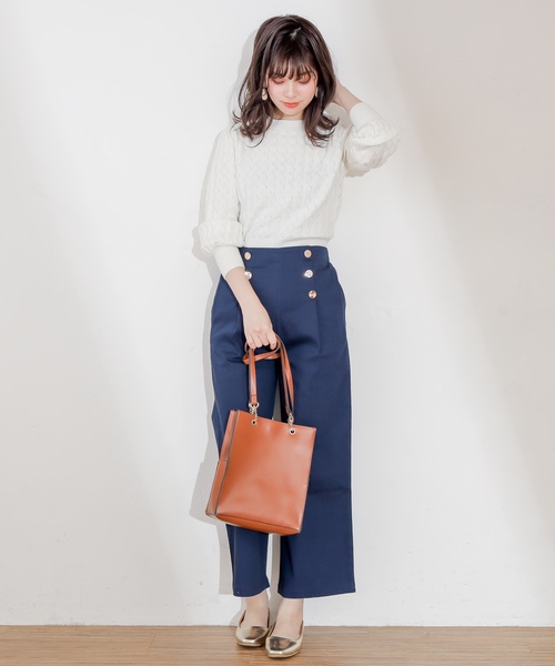 natural couture（ナチュラルクチュール）の「レトロなみなみ柄編みニット（ニット/セーター・レディース・アイボリー/ミント/スモークピンク・FREE）」の10枚目の写真