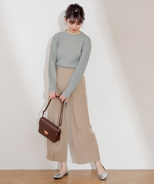 natural couture（ナチュラルクチュール）の「レトロなみなみ柄編みニット（ニット/セーター・レディース・アイボリー/ミント/スモークピンク・FREE）」の13枚目の写真