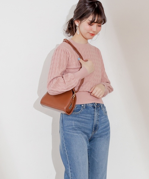 natural couture（ナチュラルクチュール）の「レトロなみなみ柄編みニット（ニット/セーター・レディース・アイボリー/ミント/スモークピンク・FREE）」の6枚目の写真