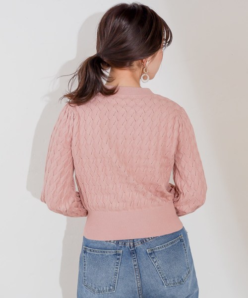 natural couture（ナチュラルクチュール）の「レトロなみなみ柄編みニット（ニット/セーター・レディース・アイボリー/ミント/スモークピンク・FREE）」の15枚目の写真