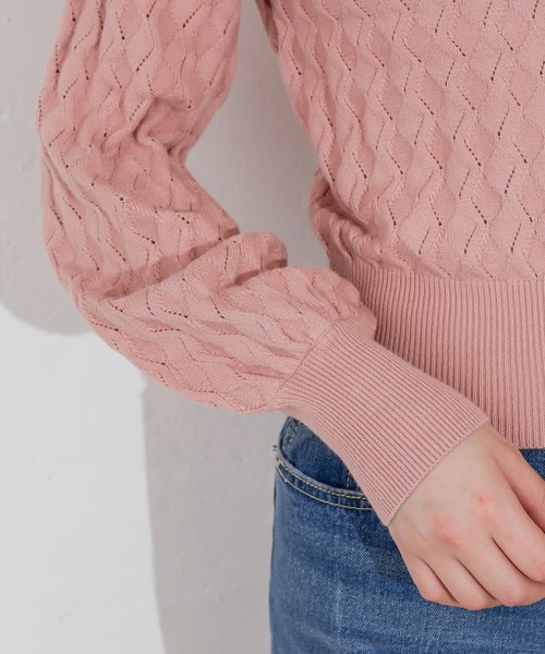 natural couture（ナチュラルクチュール）の「レトロなみなみ柄編みニット（ニット/セーター・レディース・アイボリー/ミント/スモークピンク・FREE）」の17枚目の写真