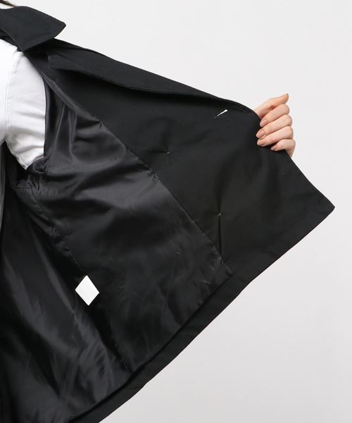 Fashion Letter（ファッションレター）の「オーバーシルエット キャンディ袖ショートトレンチコート ライトアウター（トレンチコート・レディース・ブラック/ベージュ/サンドベージュ/キャメル/ダークカーキ/スモークピンク/ベージュ系その他/テラコッタ/ブラウン・M/L）」の12枚目の写真